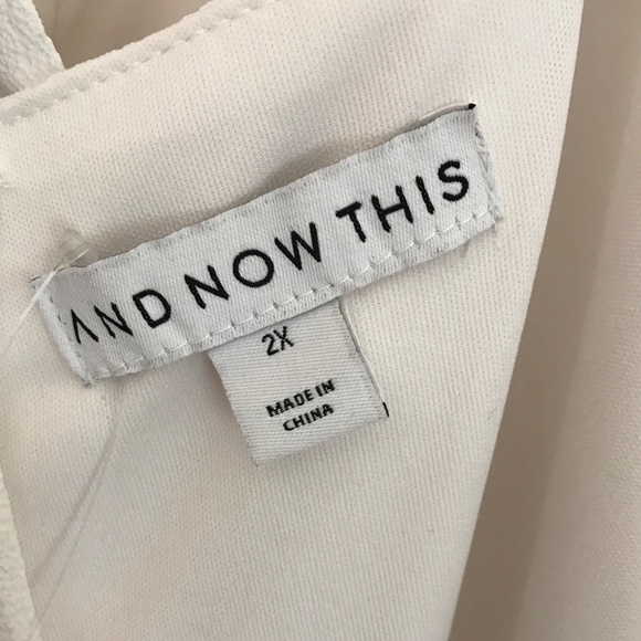 AND NOW THIS Ruffled Midi Dress Fit & Flare White Women’s Plus Size 2X - Picture 12 of 16